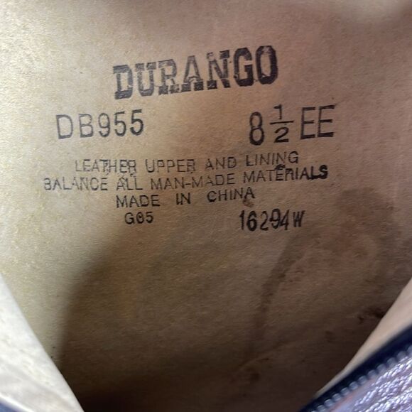 Durango Brown Leather Side Zip Short Western Boots Sz 8.5 EE - Picture 5 of 7